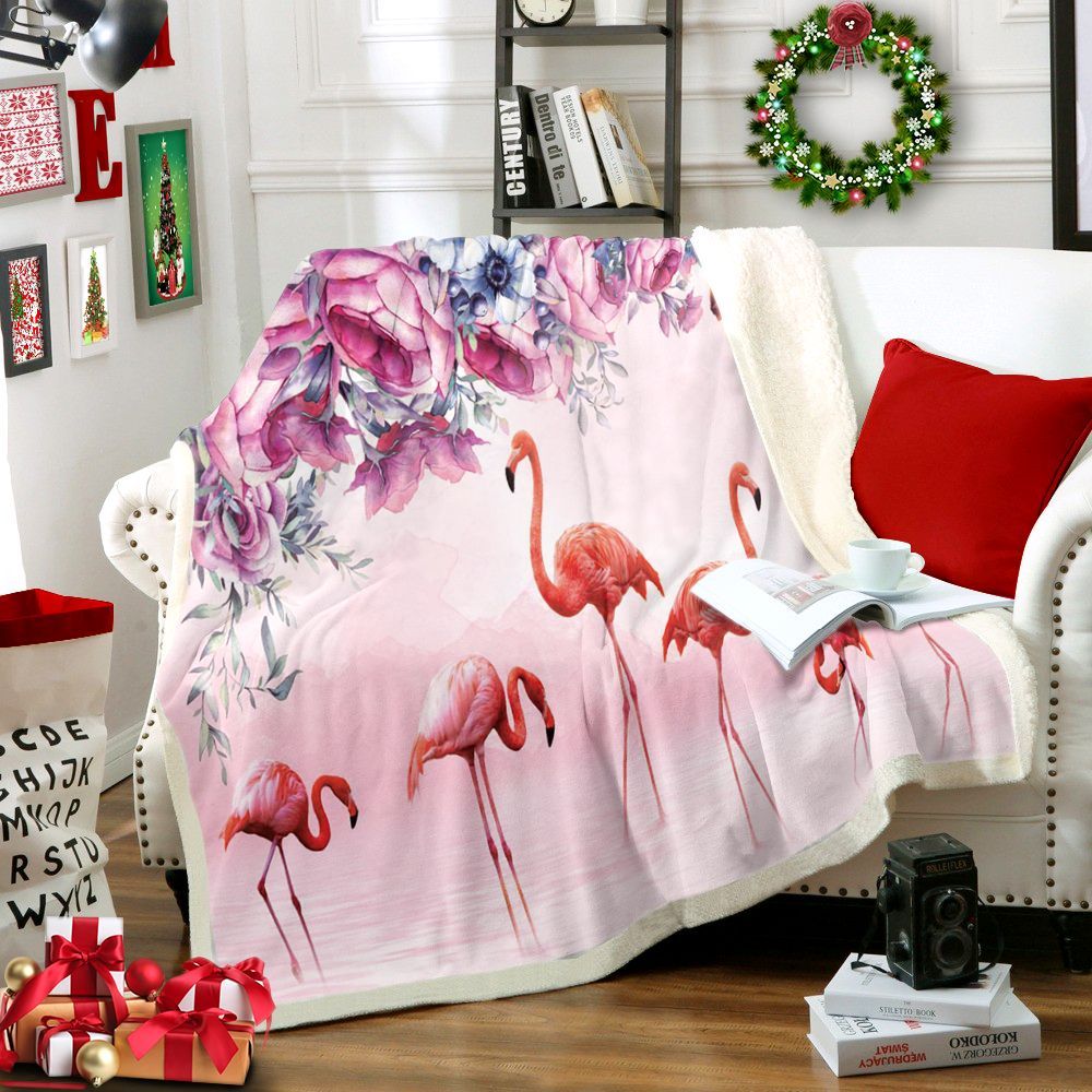 Flamingo Sherpa Fleece Blanket