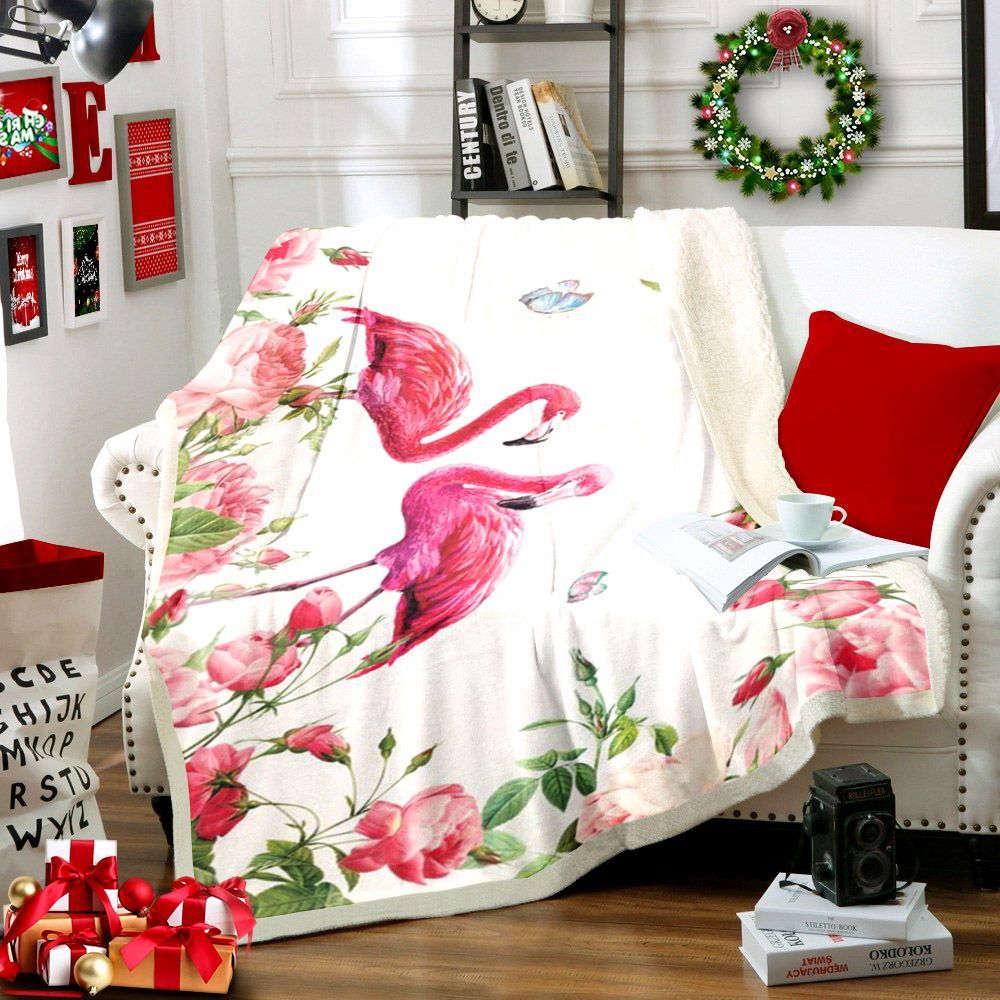 Flamingo Sherpa Fleece Blanket