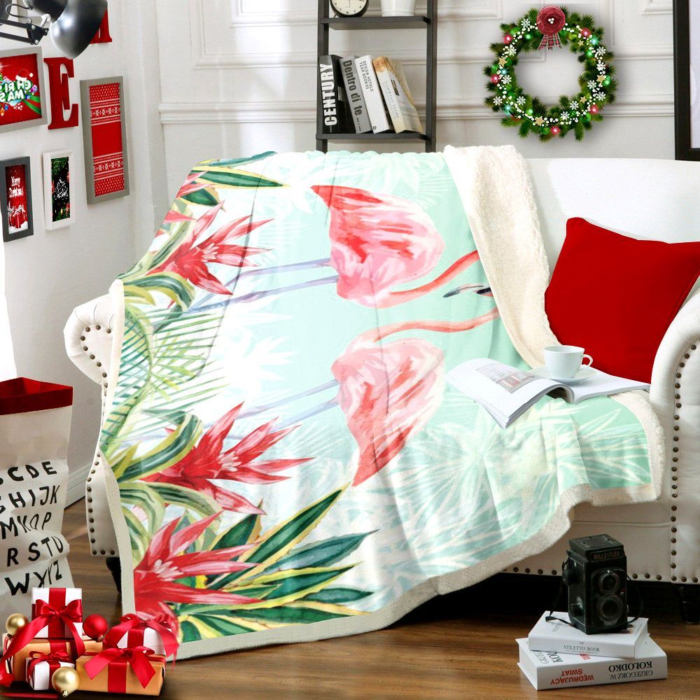 Flamingo Sherpa Fleece Blanket