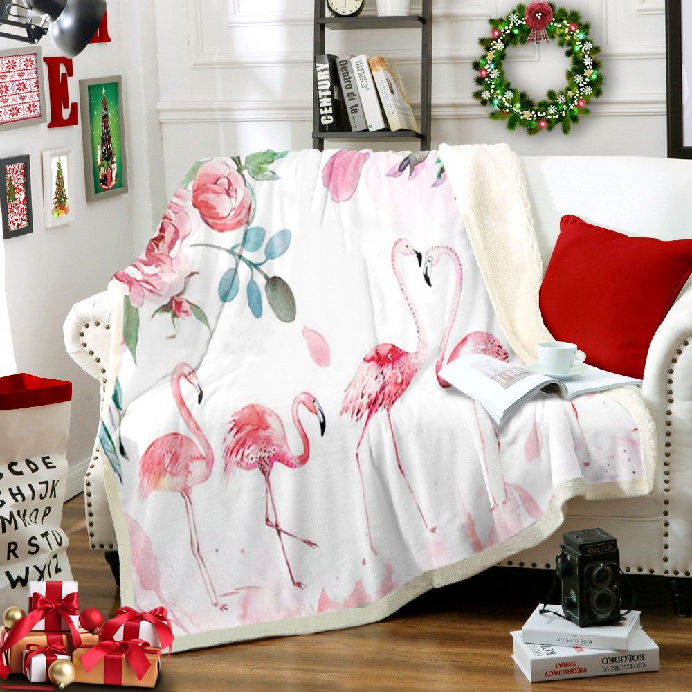 Flamingo Sherpa Fleece Blanket