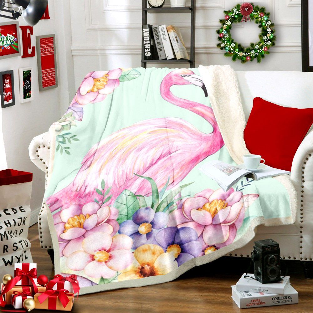 Flamingo Sherpa Fleece Blanket