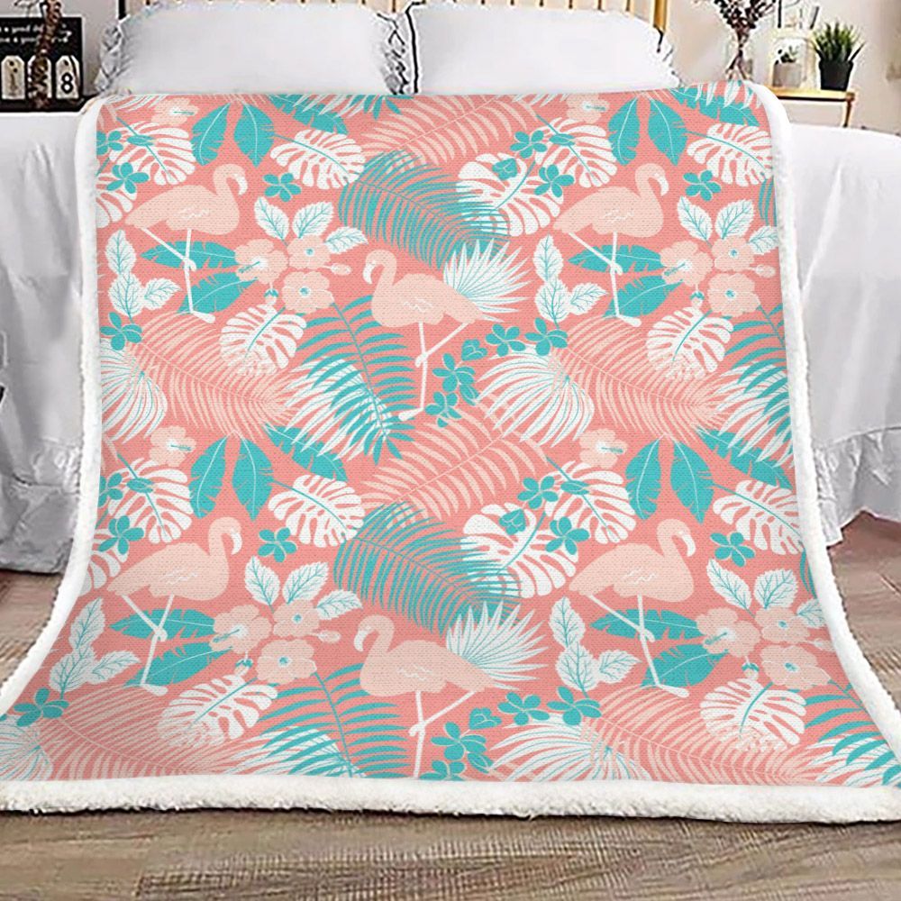 Flamingo Sherpa Fleece Blanket