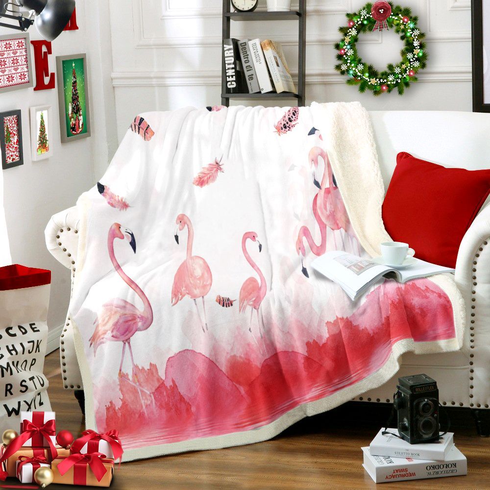 Flamingo Sherpa Fleece Blanket