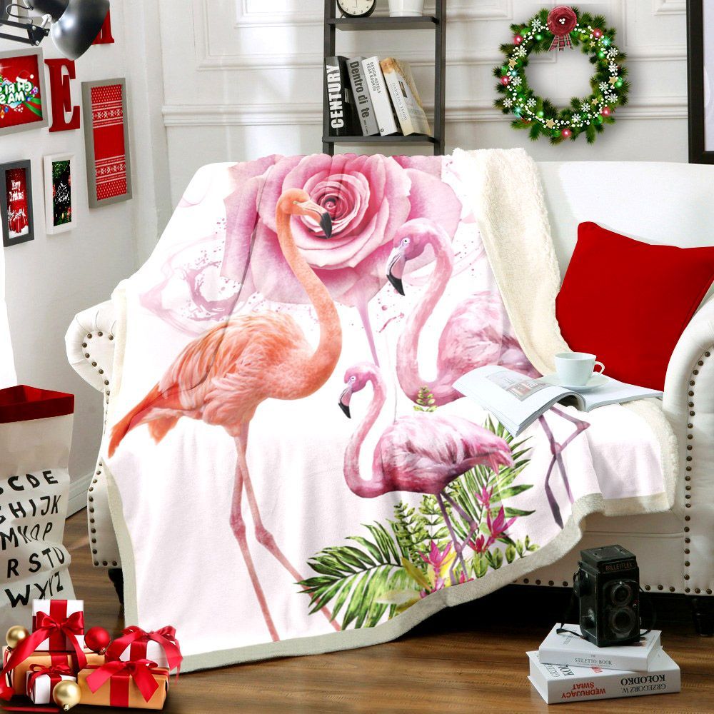 Flamingo Sherpa Fleece Blanket