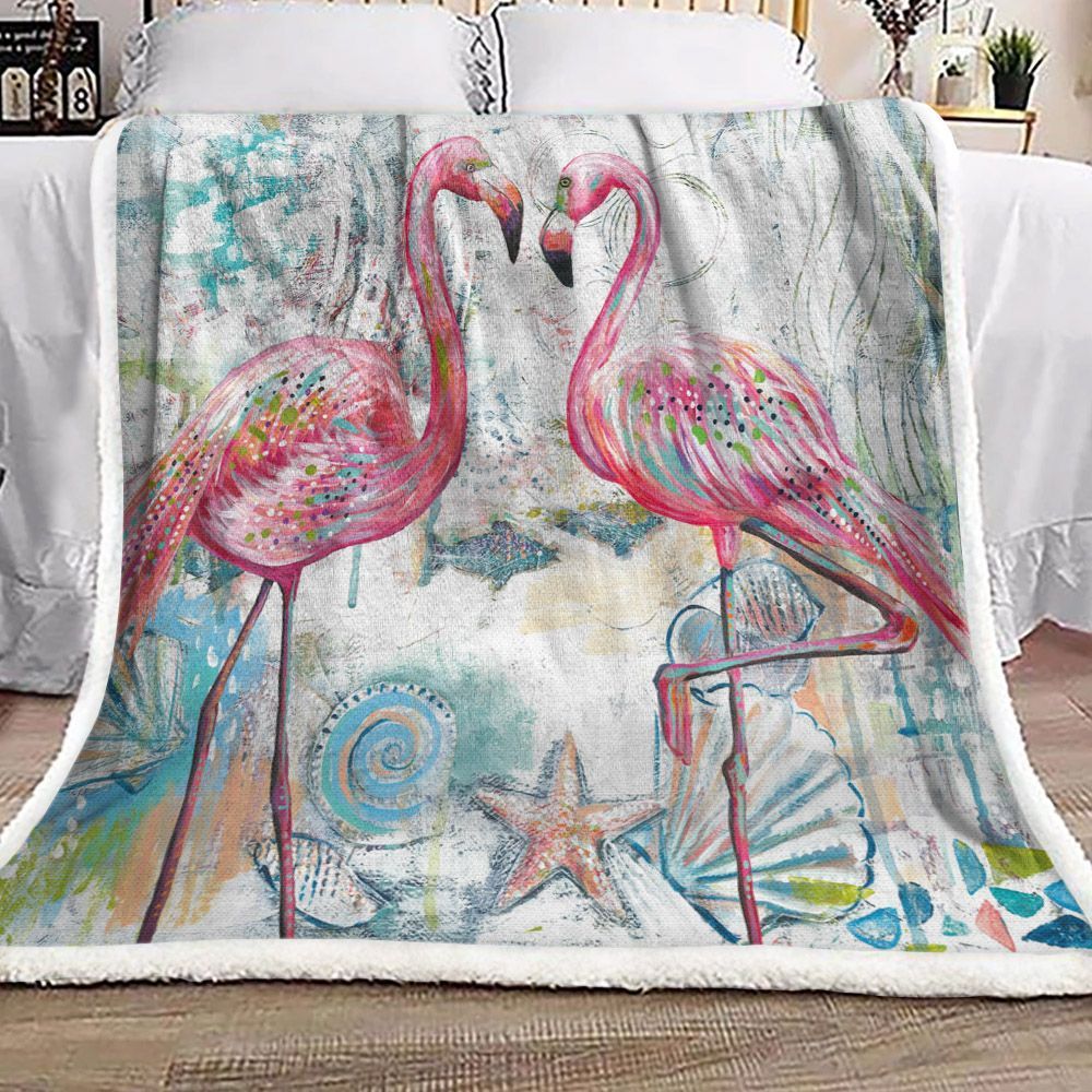 Flamingo Sherpa Fleece Blanket