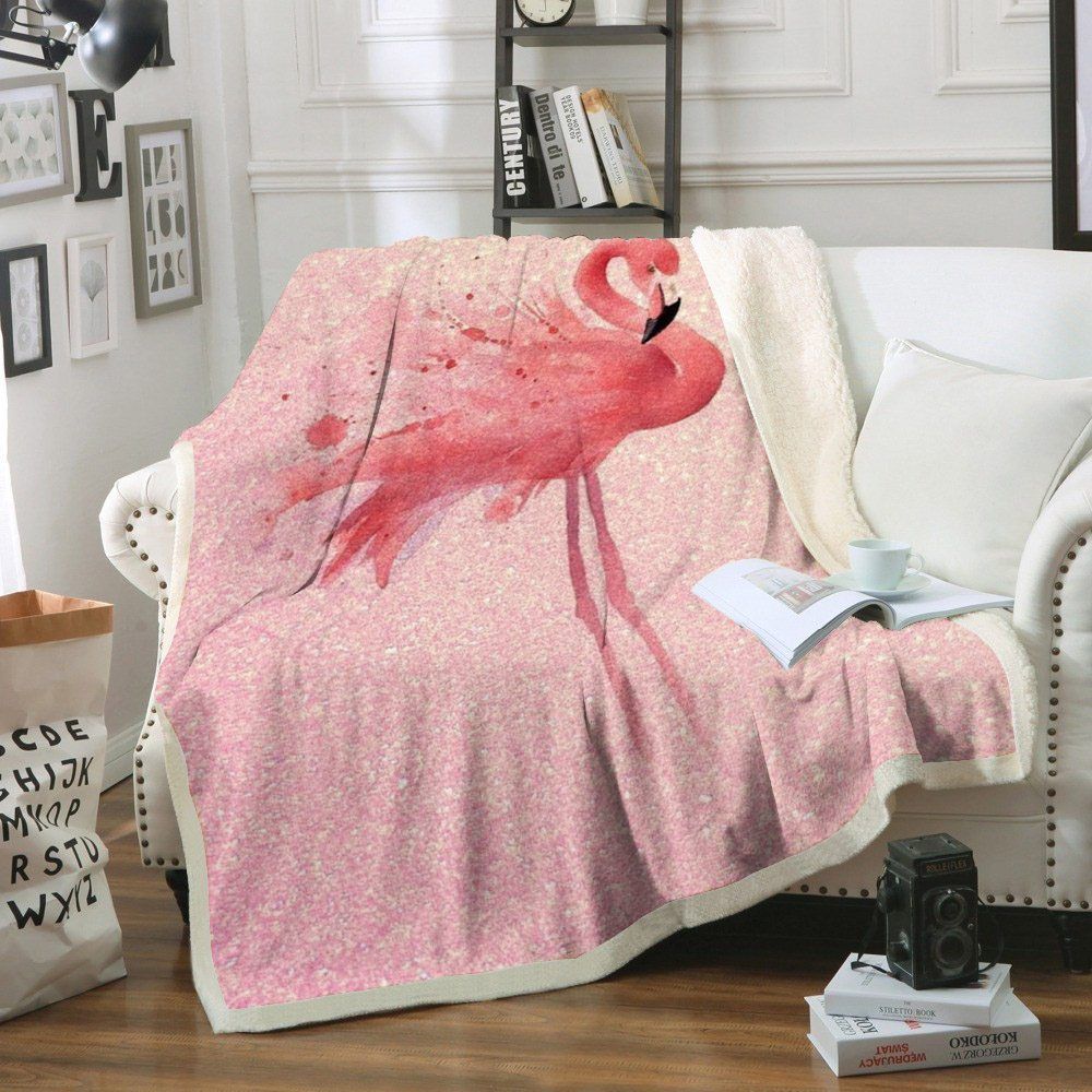 Flamingo Sherpa Fleece Blanket