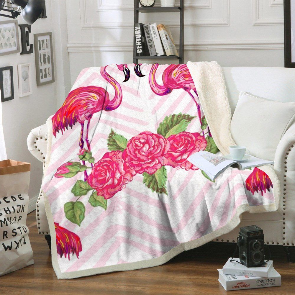 Flamingo Sherpa Fleece Blanket