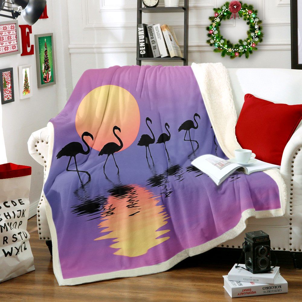 Flamingo Sherpa Fleece Blanket