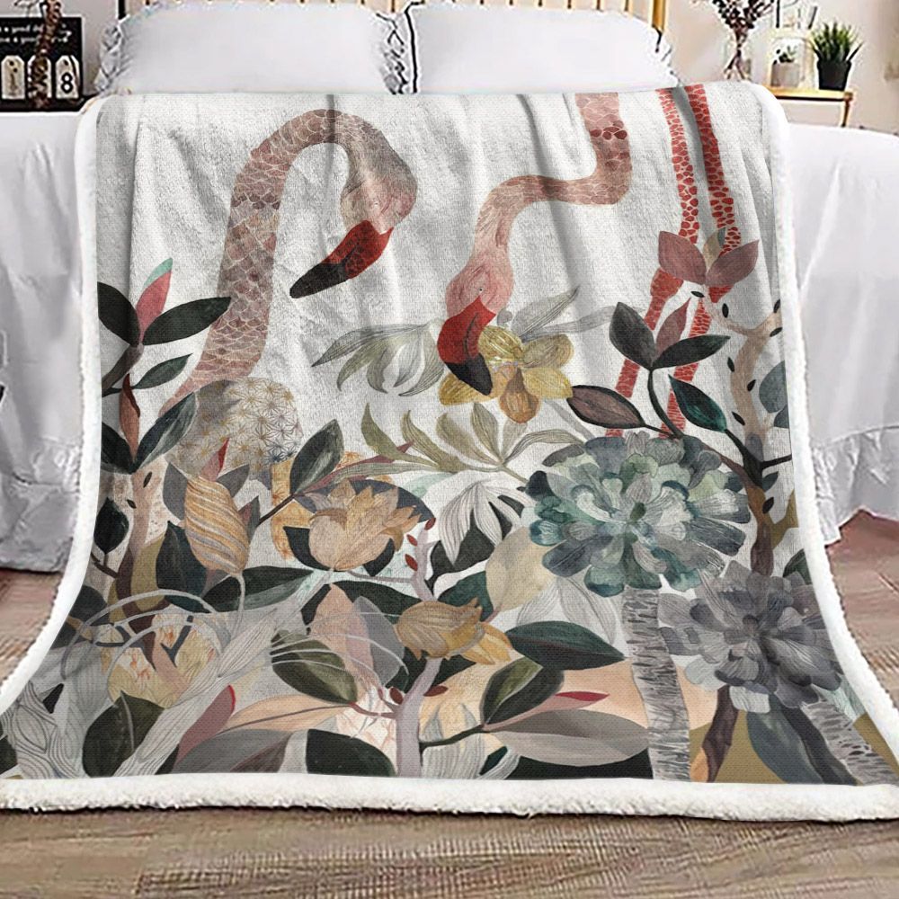 Flamingo Sherpa Fleece Blanket