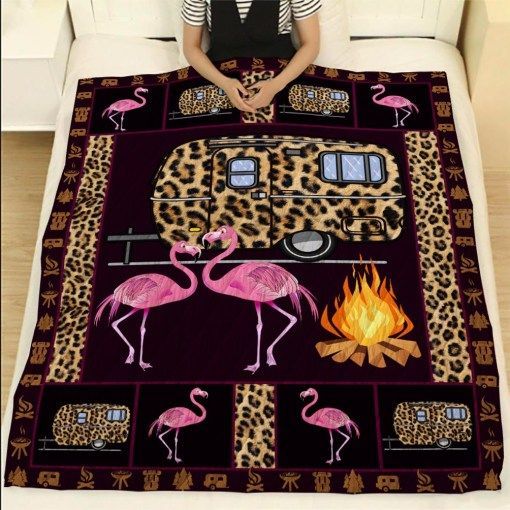 Flamingo Husband And Wife Sherpa Fleece Blanket