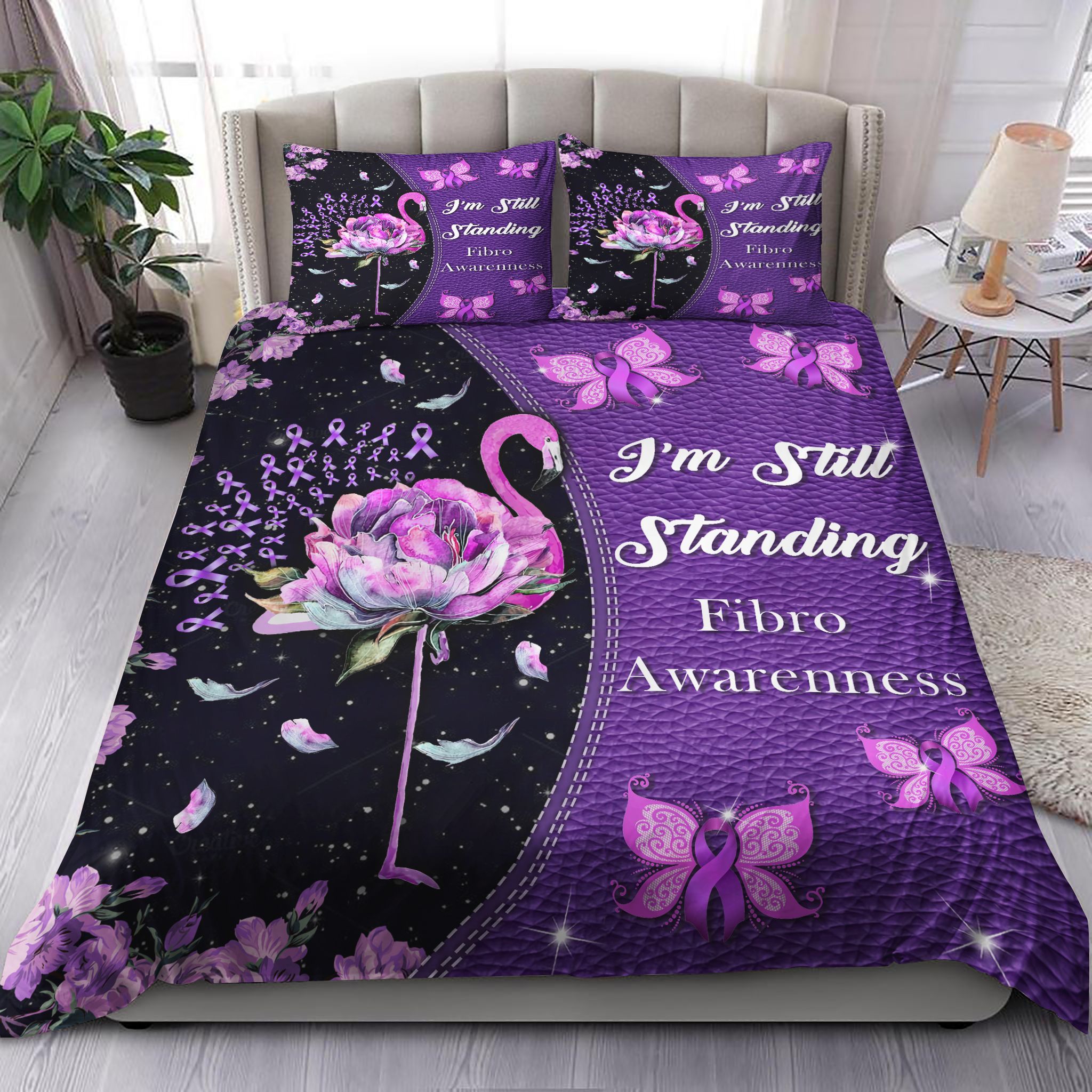 Flamingo Im Still Standing Fibro Awareness Bedding Set