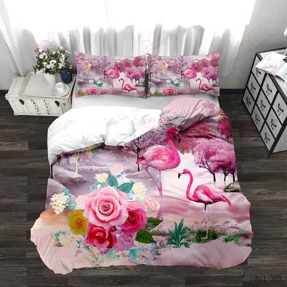 Flamingo In Beauty Forest Bedding Set