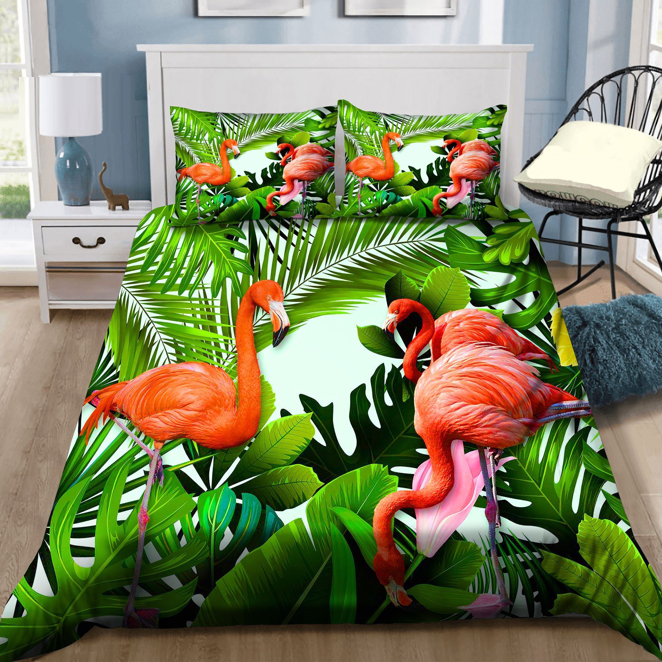 Flamingo In Tropical Forest Bedding Set