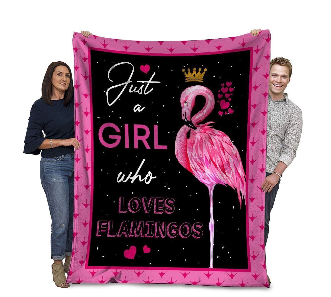 Flamingo Just A Girl Who Loves Flamingos Sherpa Fleece Blanket