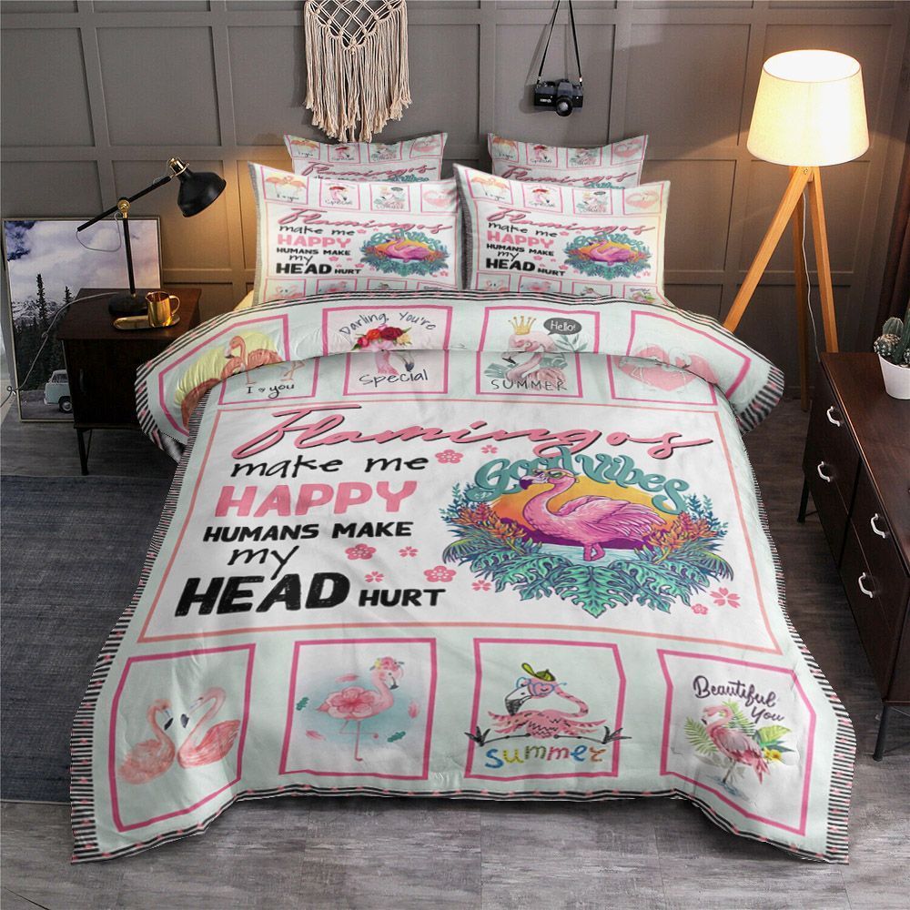 Flamingo Makes Me Happy Bedding Set
