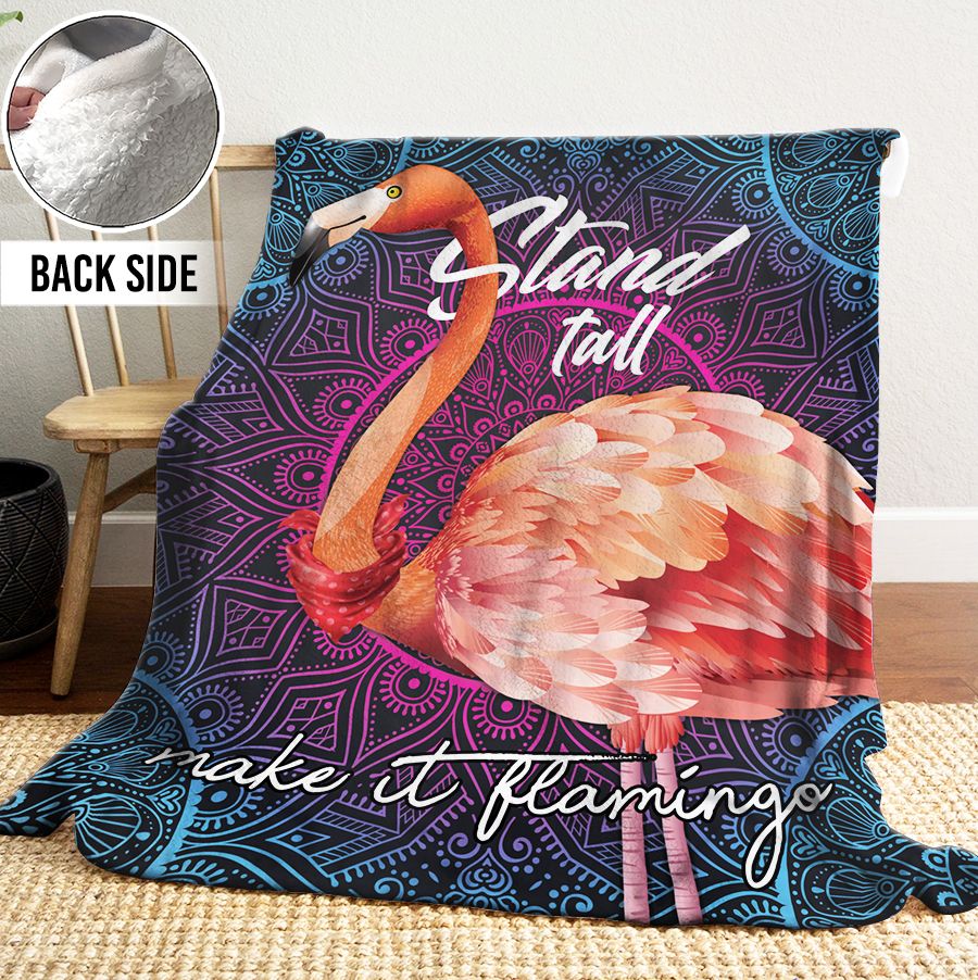 Flamingo Mandala Sherpa Fleece Blanket