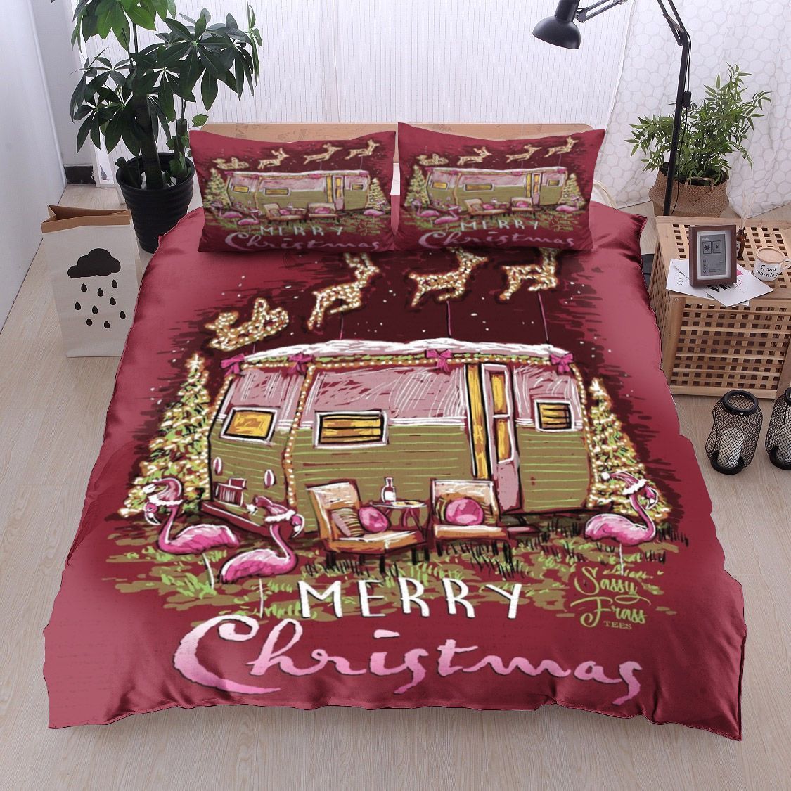 Flamingo Merry Christmas Bedding Set