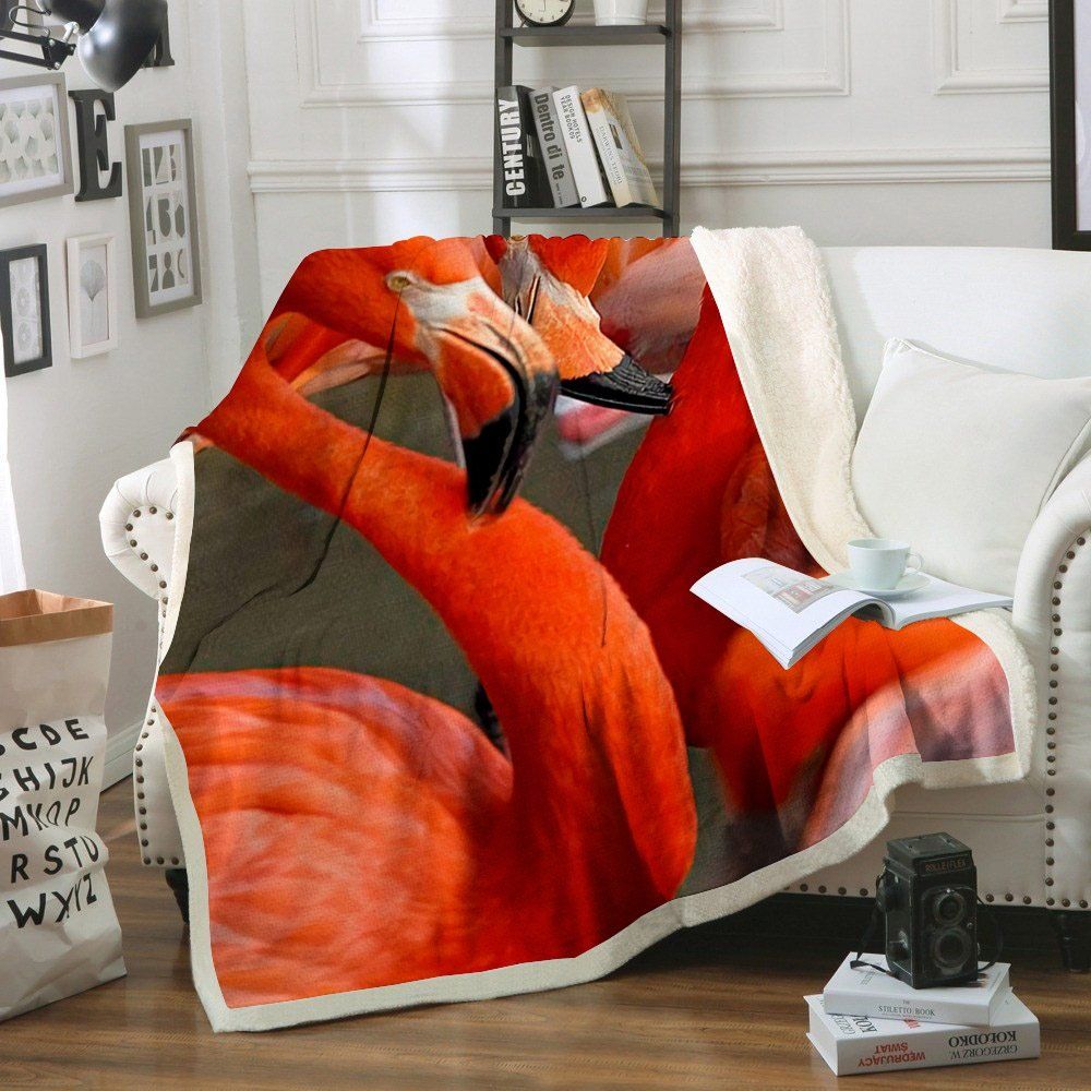 Flamingo Sherpa Fleece Blanket