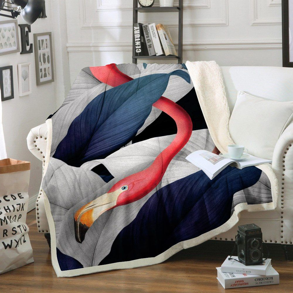 Flamingo Sherpa Fleece Blanket