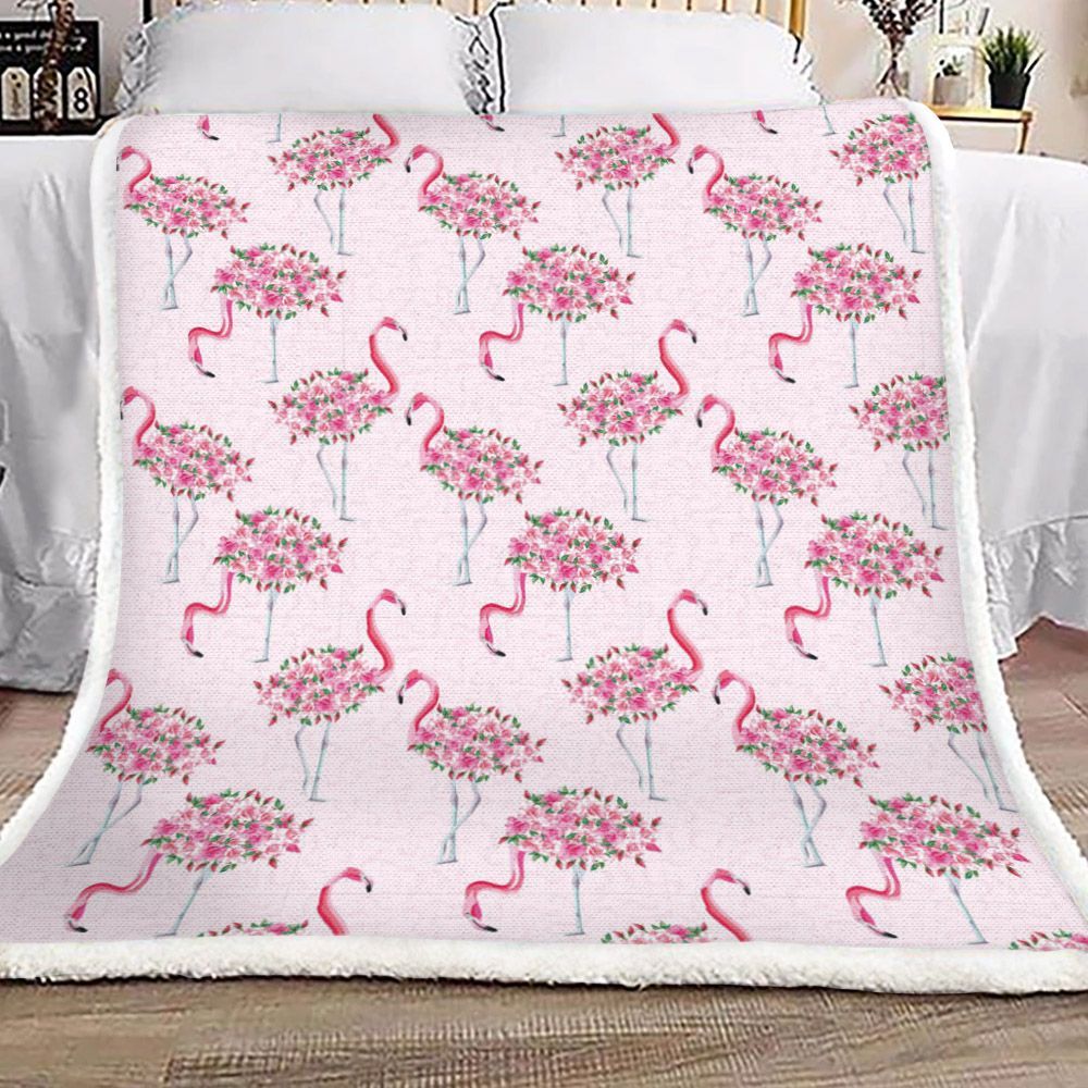 Flamingo Sherpa Fleece Blanket
