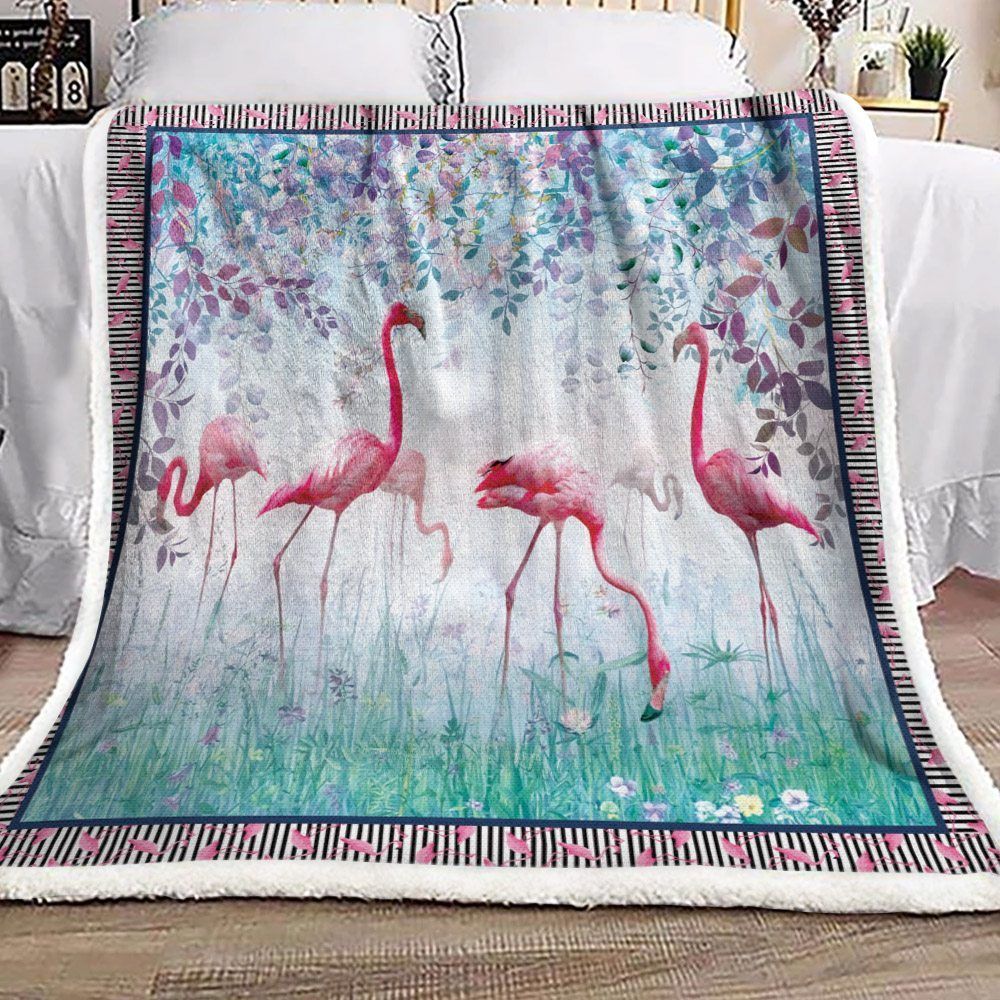 Flamingo Sherpa Fleece Blanket
