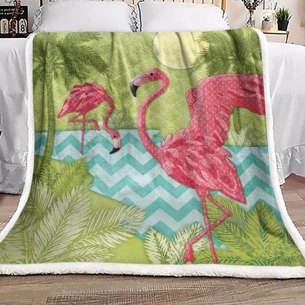 Flamingo Sherpa Fleece Blanket