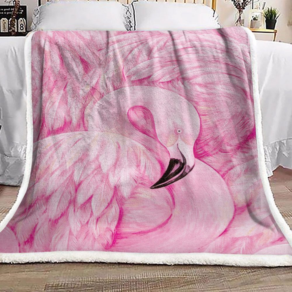 Flamingo Sherpa Fleece Blanket