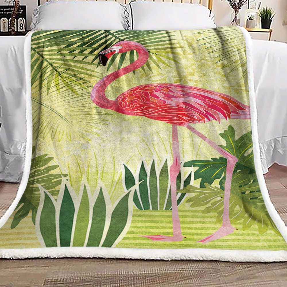 Flamingo Sherpa Fleece Blanket