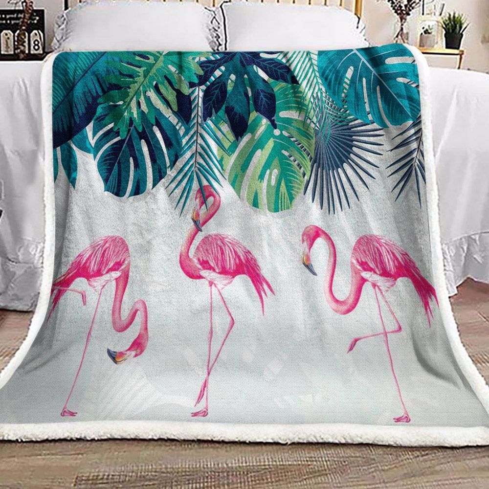 Flamingo Sherpa Fleece Blanket