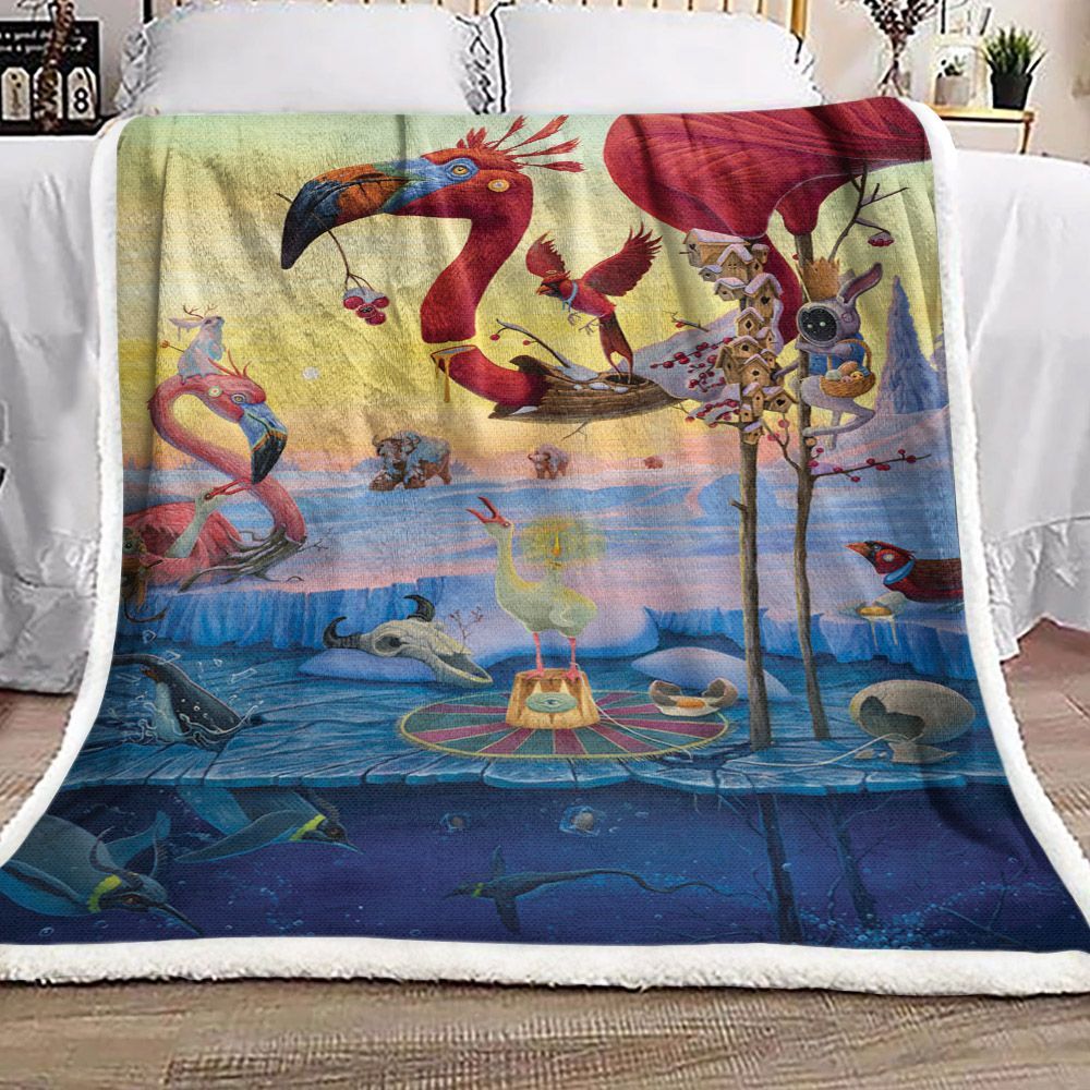 Flamingo Sherpa Fleece Blanket