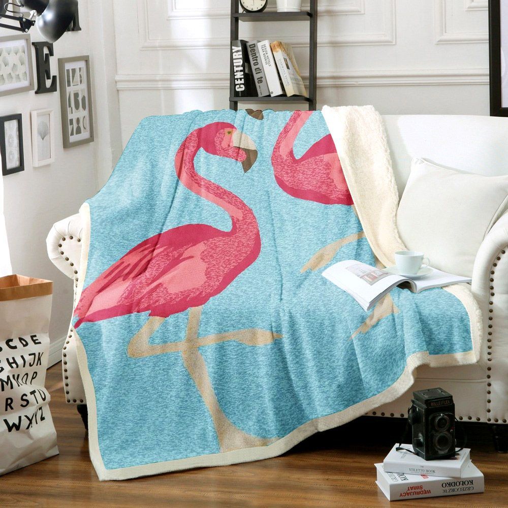 Flamingo Sherpa Fleece Blanket