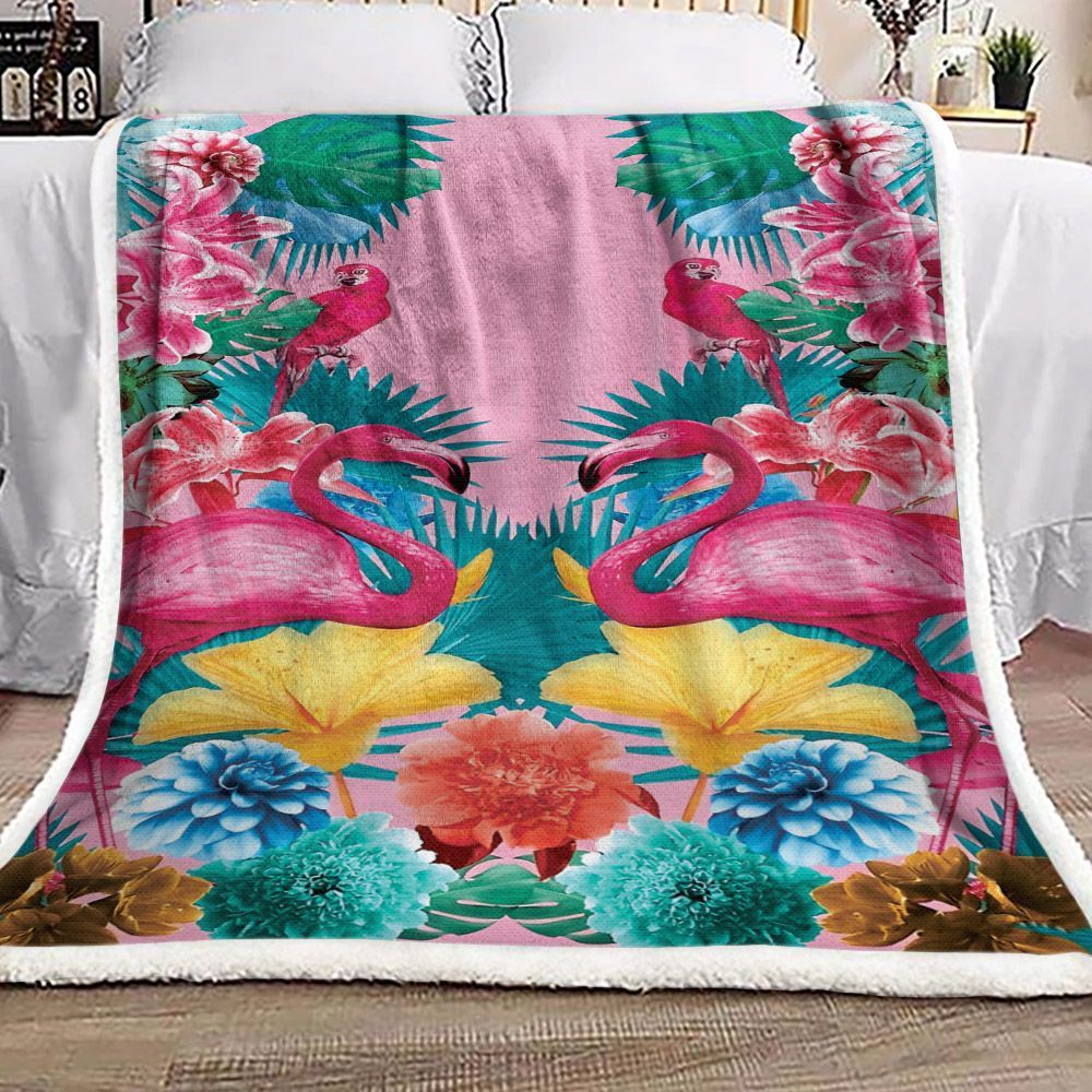 Flamingo Sherpa Fleece Blanket