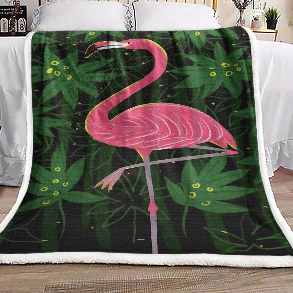 Flamingo Sherpa Fleece Blanket