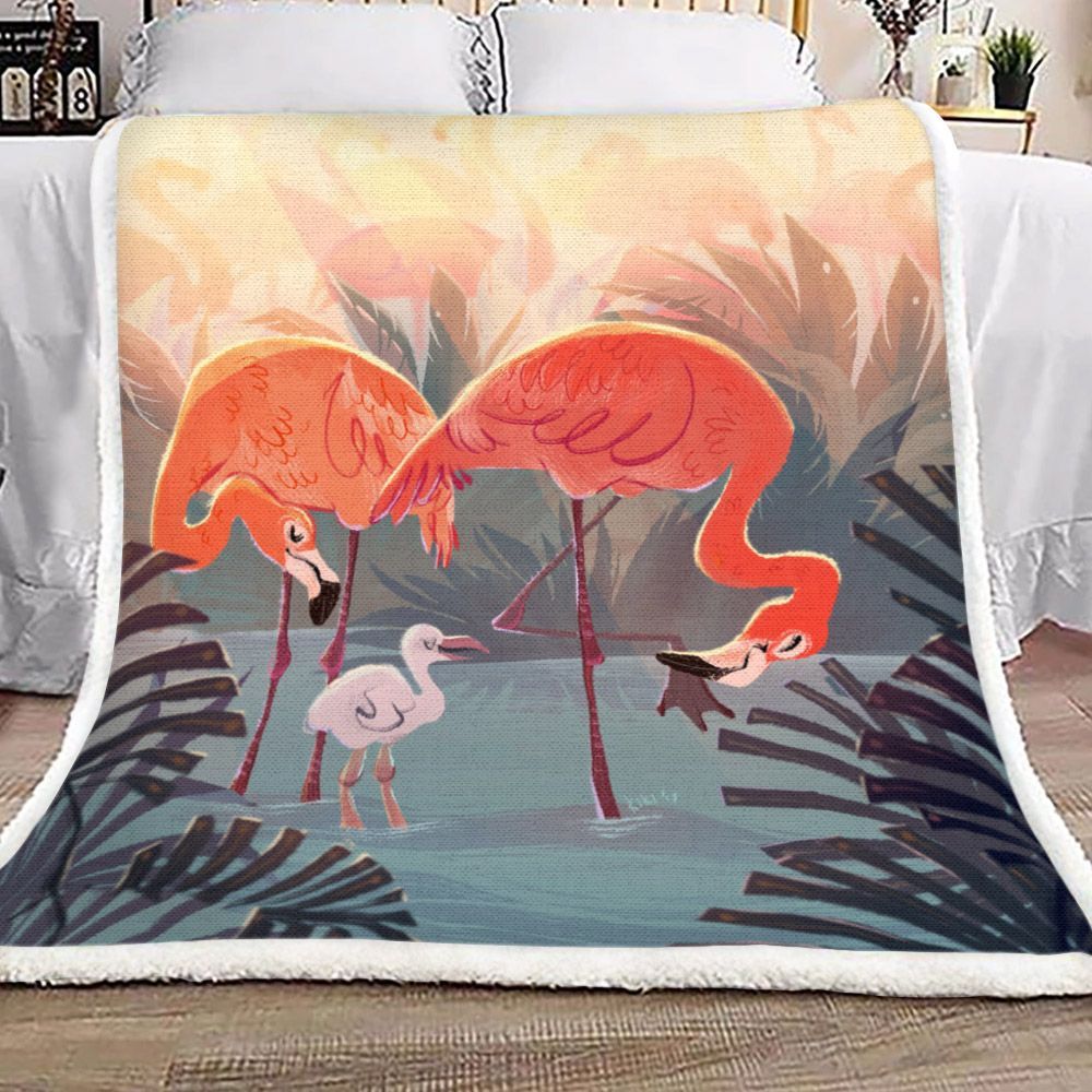 Flamingo Sherpa Fleece Blanket