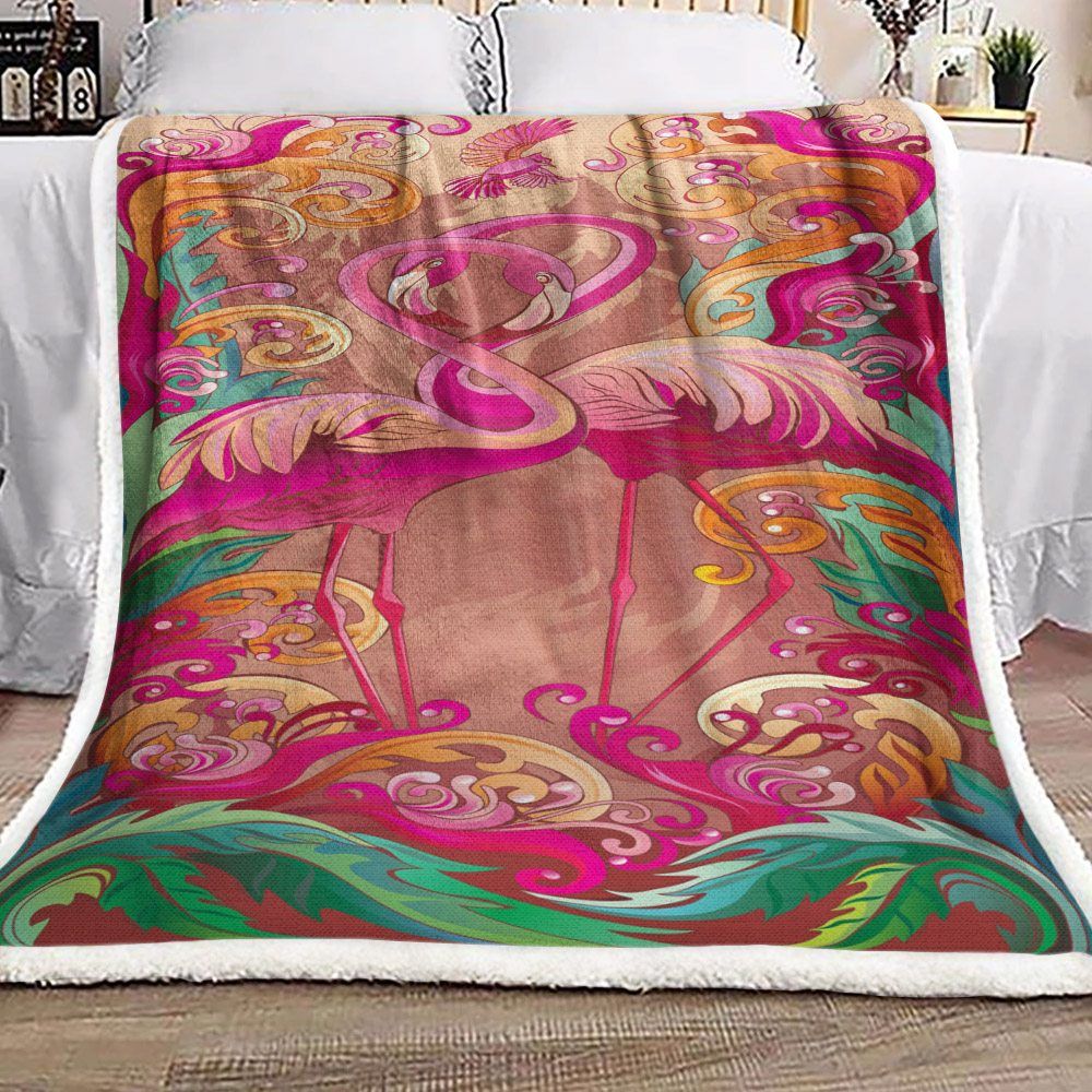 Flamingo Sherpa Fleece Blanket