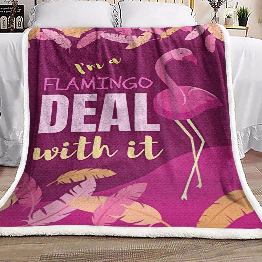 Flamingo Sherpa Fleece Blanket