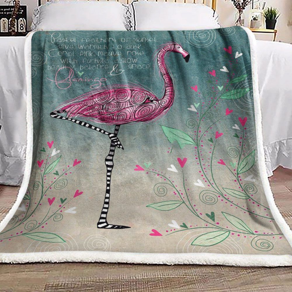 Flamingo Sherpa Fleece Blanket