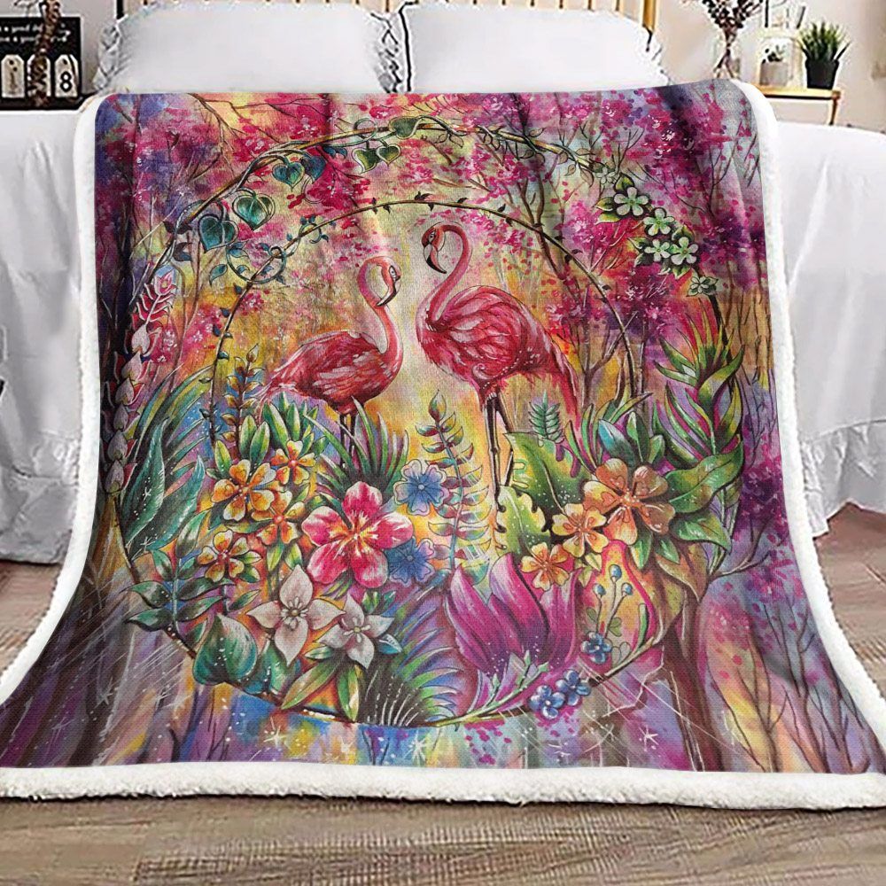 Flamingo Sherpa Fleece Blanket