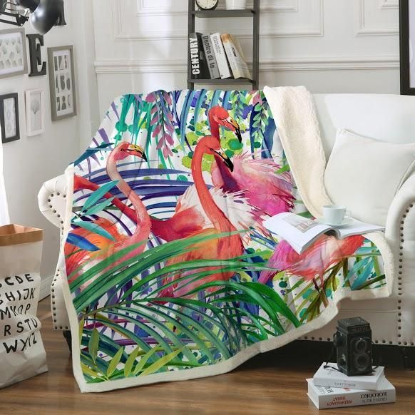 Flamingo Passion Sherpa Fleece Blanket