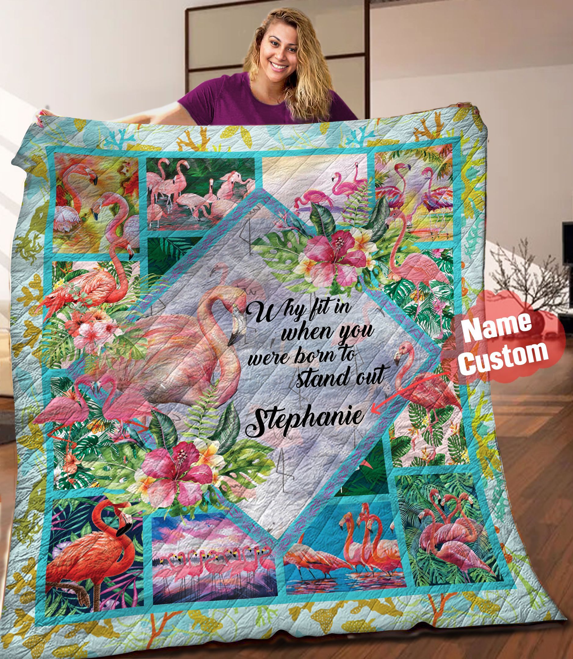 Flamingo Personalized Quilt Blanket HHH030608NA