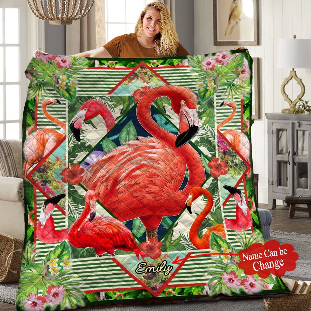 Flamingo Personalized Quilt Blanket HHH100601NH