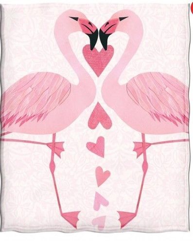 Flamingo Pink Love Sherpa Fleece Blanket