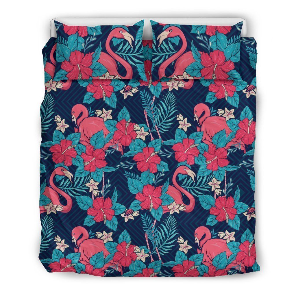Flamingo Red Hibiscus Bedding Set