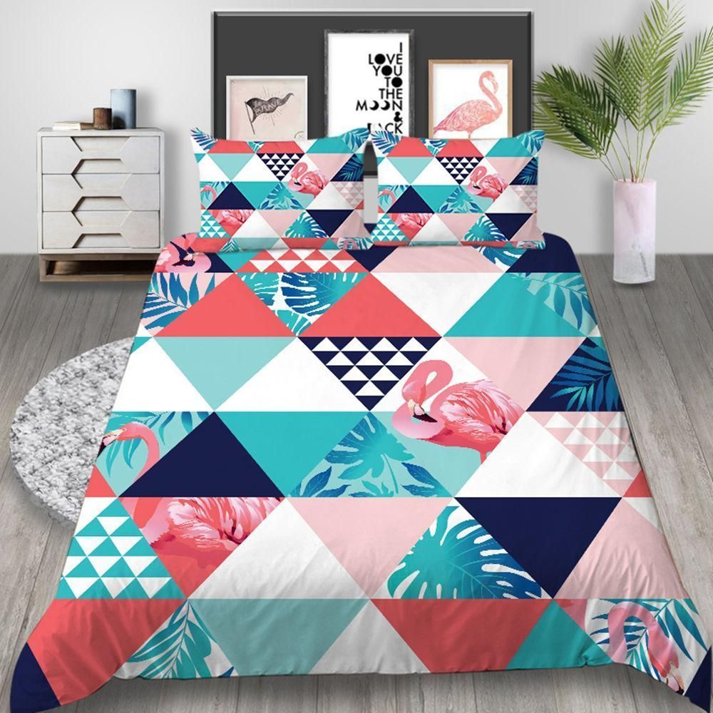 Flamingo Romantic Geometric Bedding Set