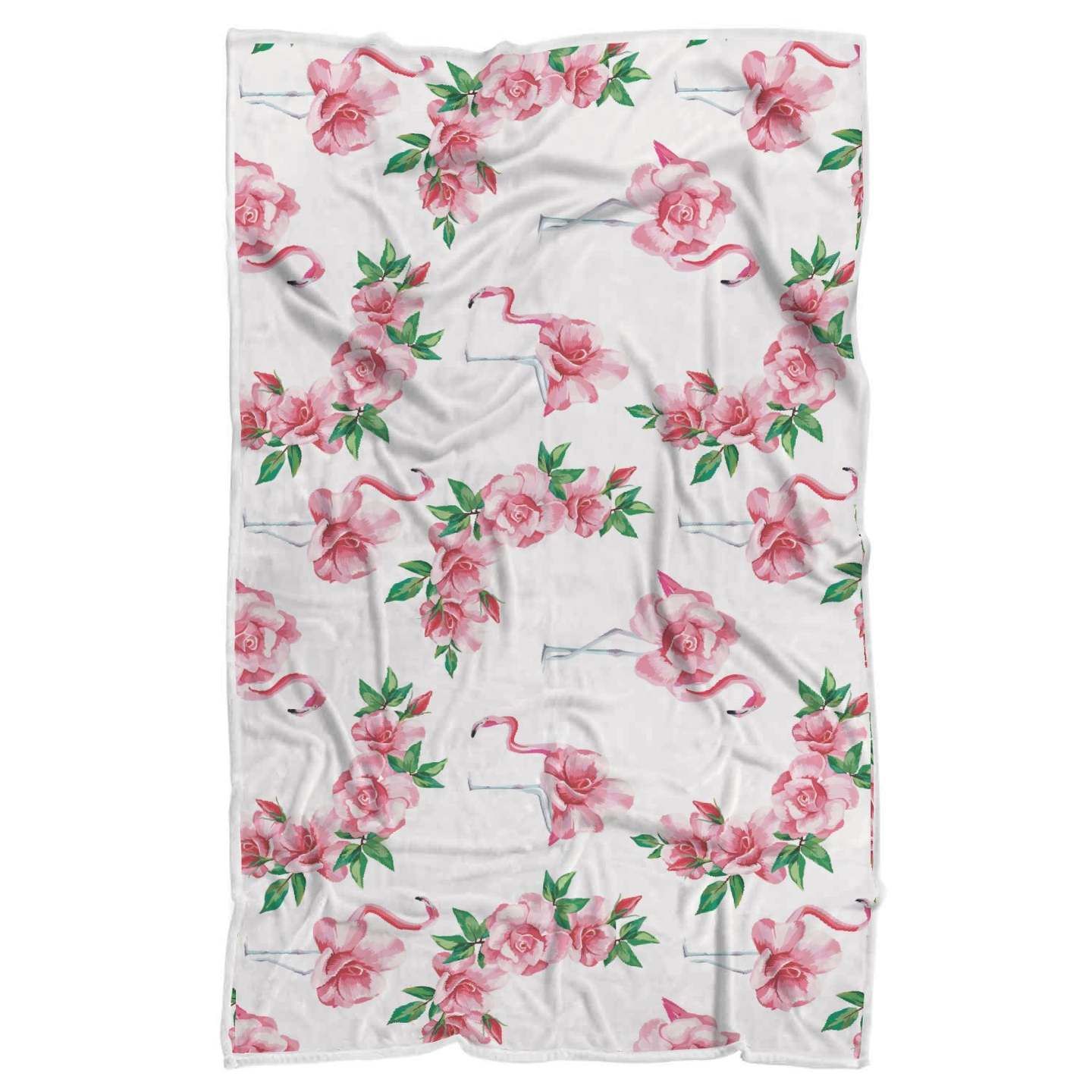 Flamingo Rose Pattern Sherpa Fleece Blanket