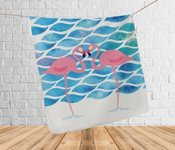 Flamingo Sea Sherpa Fleece Blanket