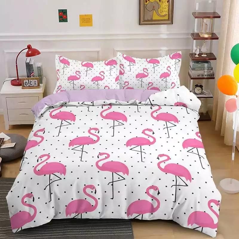 Flamingo Stance Small Black Dots Bedding Set