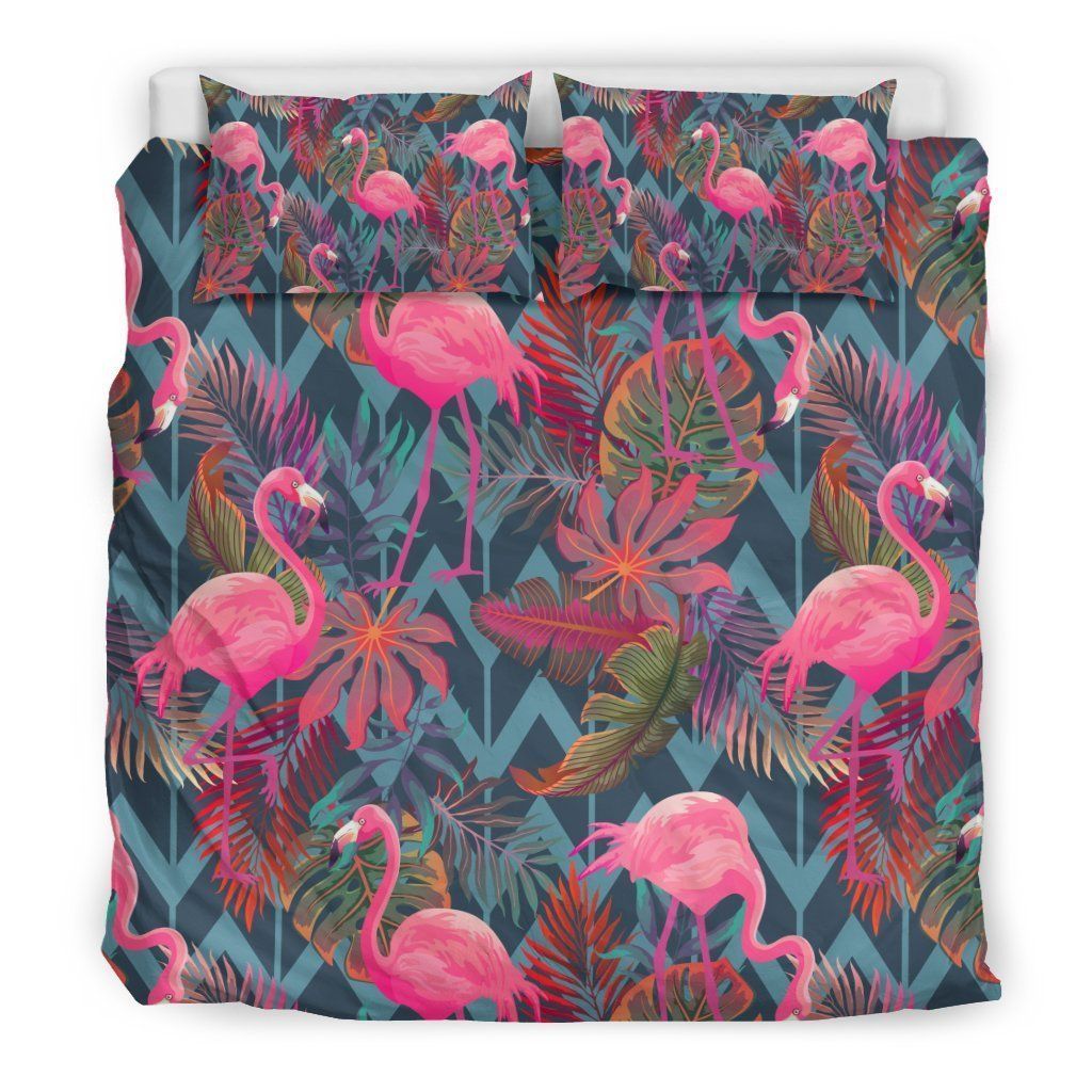 Flamingo Stripe Hawaiian Tropical Bedding Set