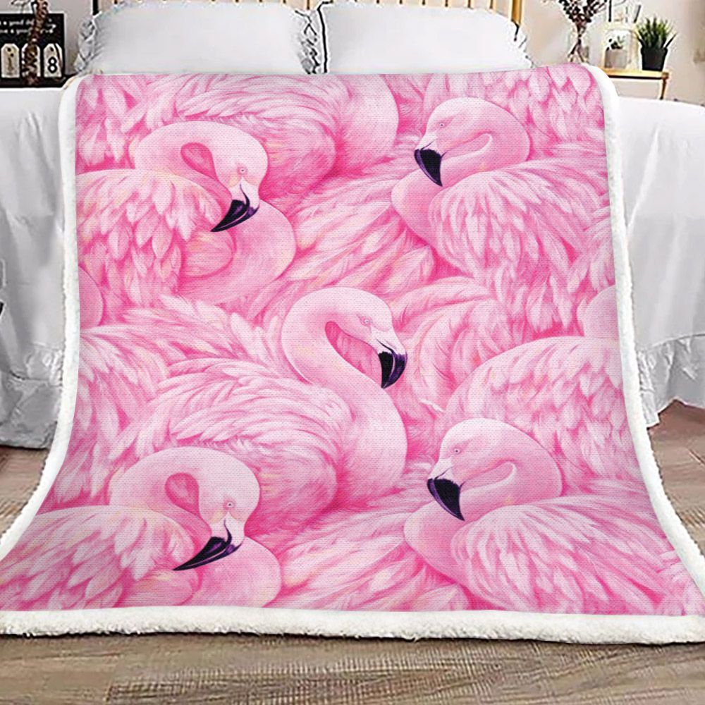 Flamingo Sherpa Fleece Blanket