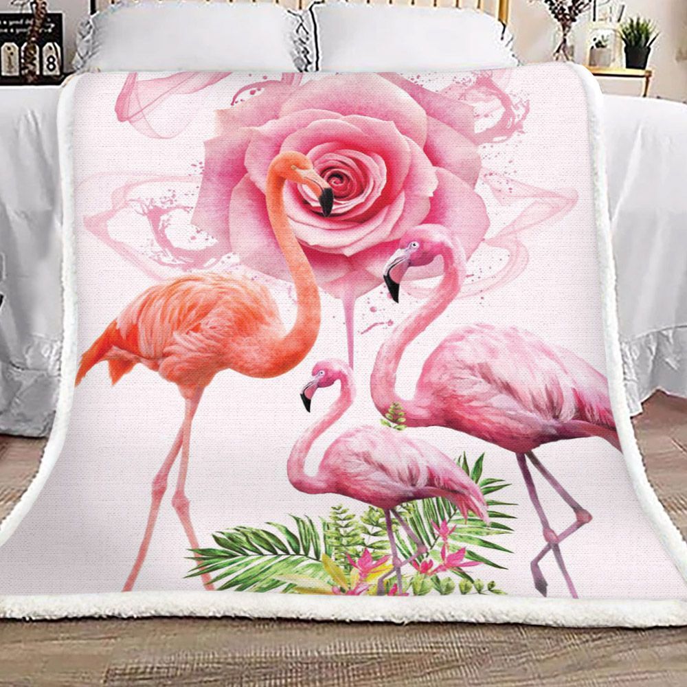 Flamingo Sherpa Fleece Blanket